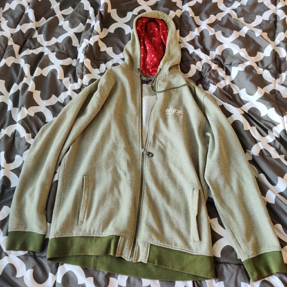 Green red zip up hoodie Enyce